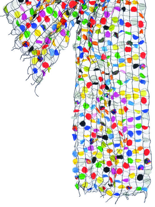 Colorful scarf with silk dots "Confetti